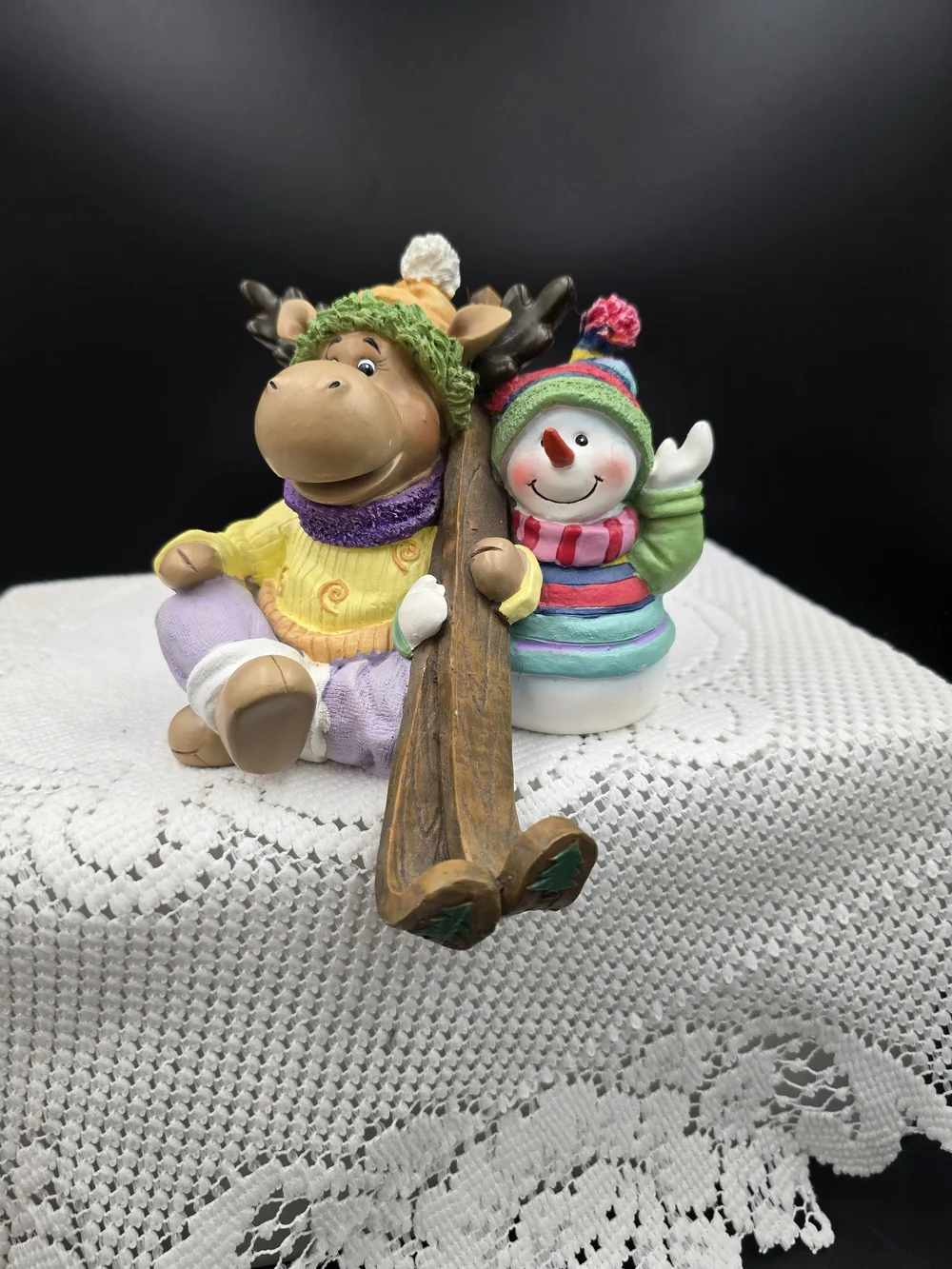 Home Interiors Multicolor Moose and Snowman Holiday Figurine